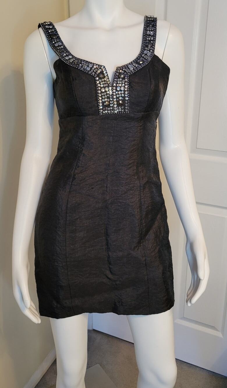 Laundry by Shelli Segal Beaded Black Sheath Short Party Dress Sleeveless Size 0